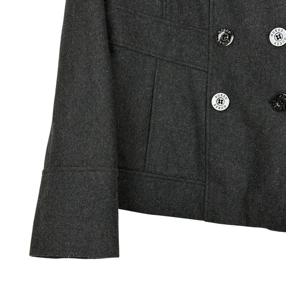 Guess Womens NWT Wool Blend Peacoat Jacket Size Medium Charcoal Double-Breasted - Picture 7 of 13